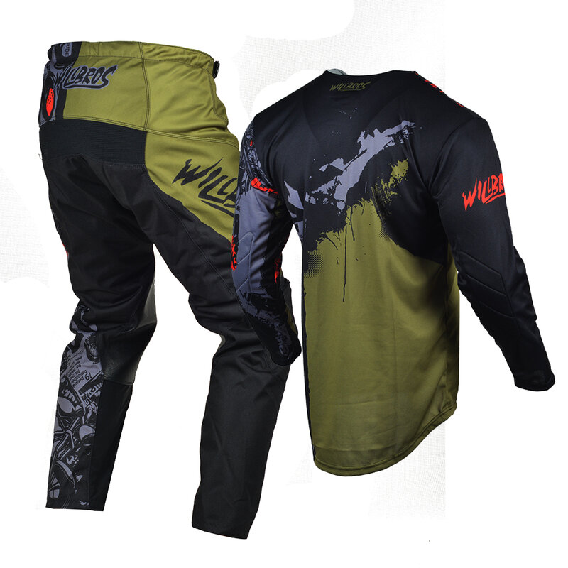 Willbros Hitam/Biru Motocross Sepeda Motor Trail Offroad MX Jersey Celana Combo Naik Menurun Set Gigi Balap