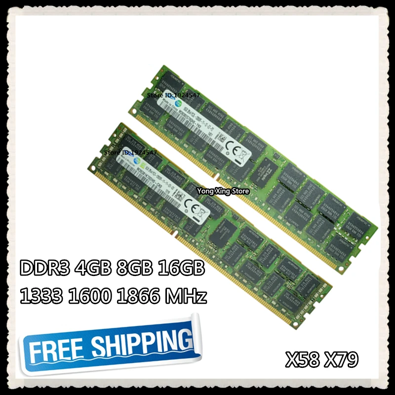 DDR3 4GB 8GB 16GB server memory 1333 1600 1866 MHz ECC REG DDR3 PC3-10600R 12800R 14900R Register RIMM RAM X58 X79