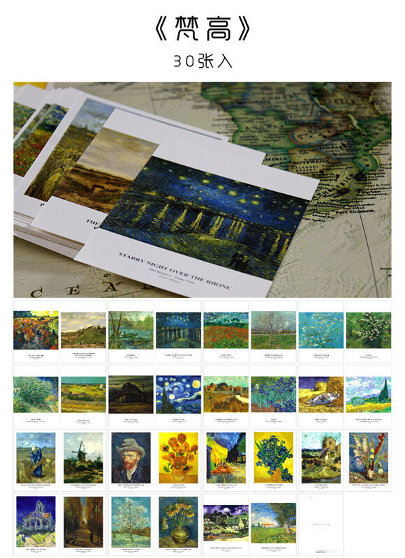 Postal Vintage de Van Gogh, tarjeta de felicitación de pinturas, tarjeta de deseos, regalo de moda, 30 hojas por lote