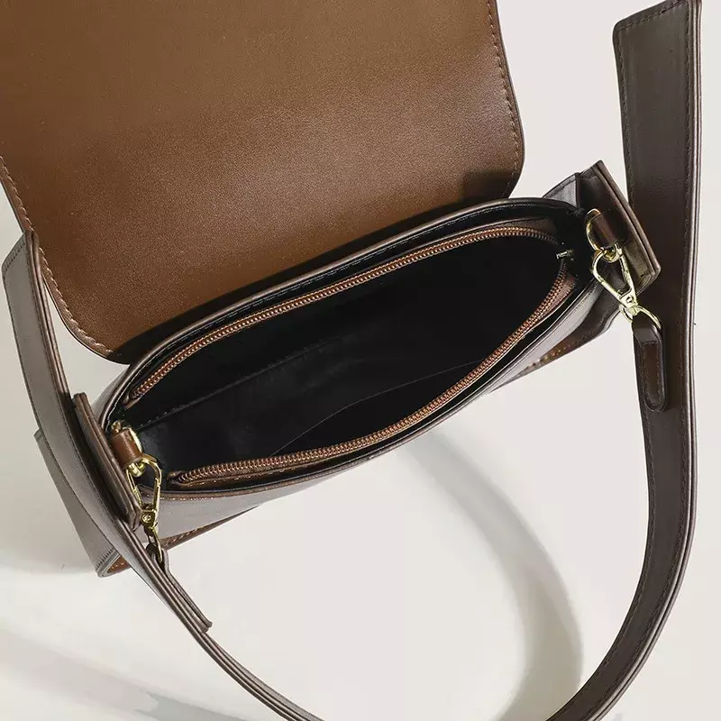 Женская сумка в стиле ретро, модная однотонная сумка через плечо для подмышек, 2024