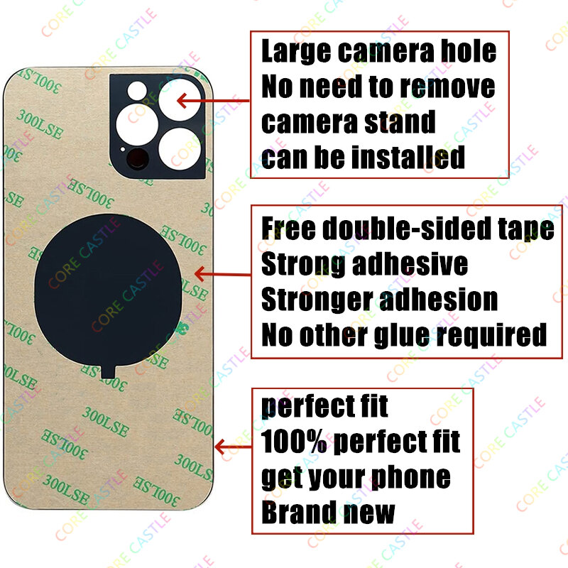 لهاتف iPhone 12 Pro Max غطاء بطارية خلفي لوحة زجاجية قطع غيار أفضل جودة حجم فتحة كبيرة كاميرا غطاء باب خلفي نفس الأصلي مع الشعار