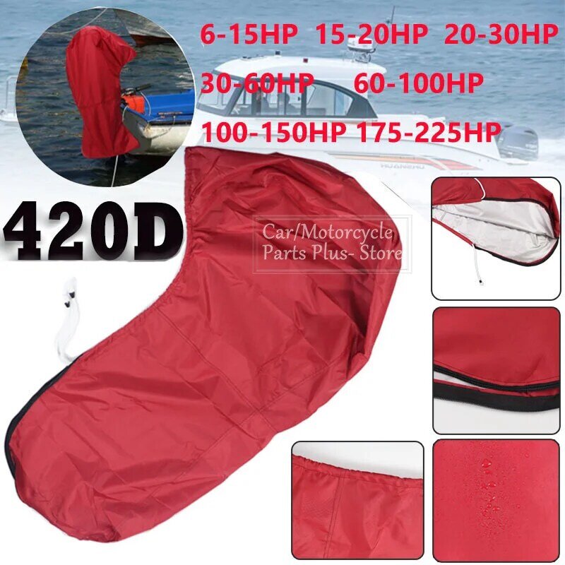 420D 6-225HP Boat Outboard Full Engine Cover Protection Waterproof Sunshade Dust-proof For 6-225HP Motor Red