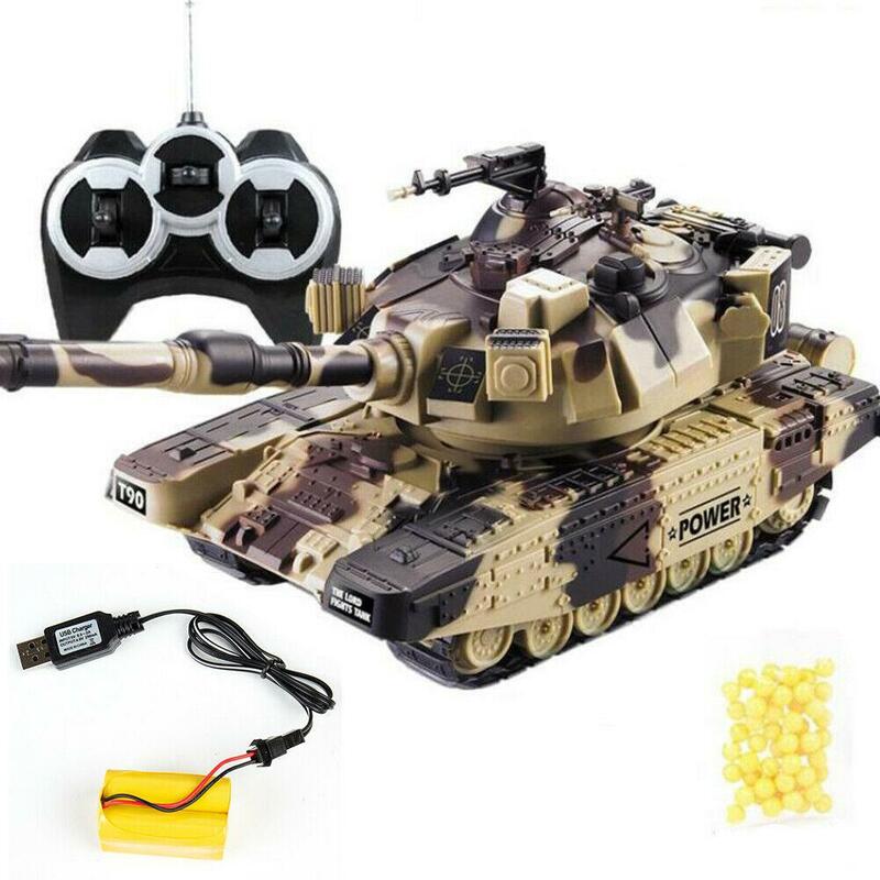 Tanque de batalla pesado con Control remoto para niños, vehículo de juguete de gran tamaño, interactivo, militar, con balas de disparo, modelo electrónico, 1:32