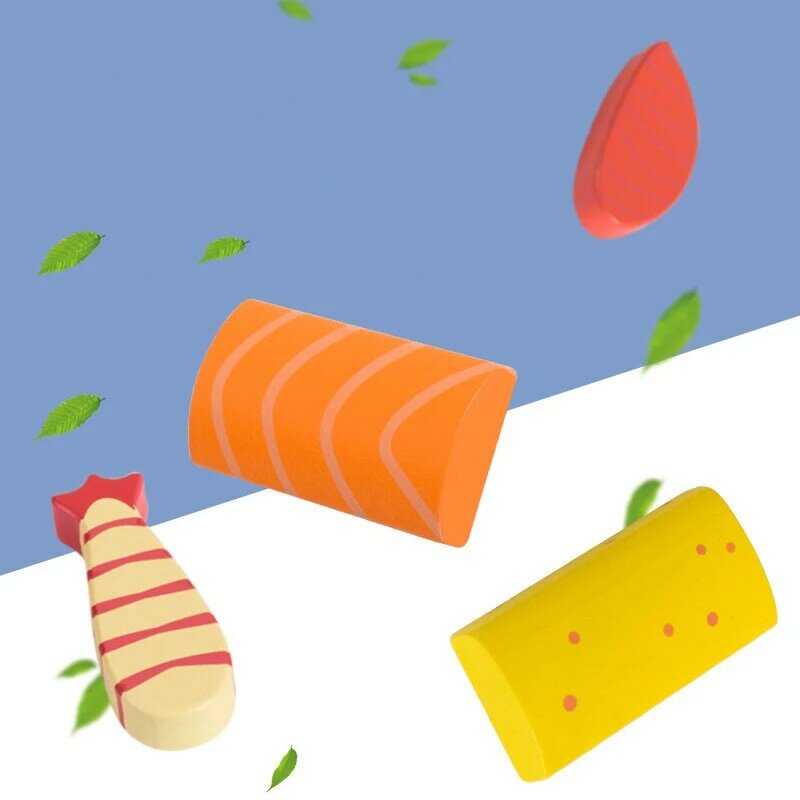 Miniature Food Simulation Sushi para crianças, Jogo de madeira 3D, Pretend Play, Brinquedos magnéticos para meninas, Conjunto de cozinha