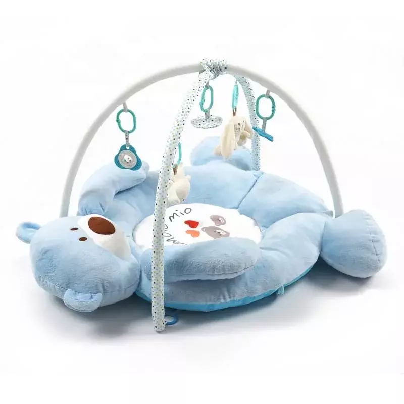 Plush Bear Design Baby Gym with Rattles In Hands Infant Activity Playing Center