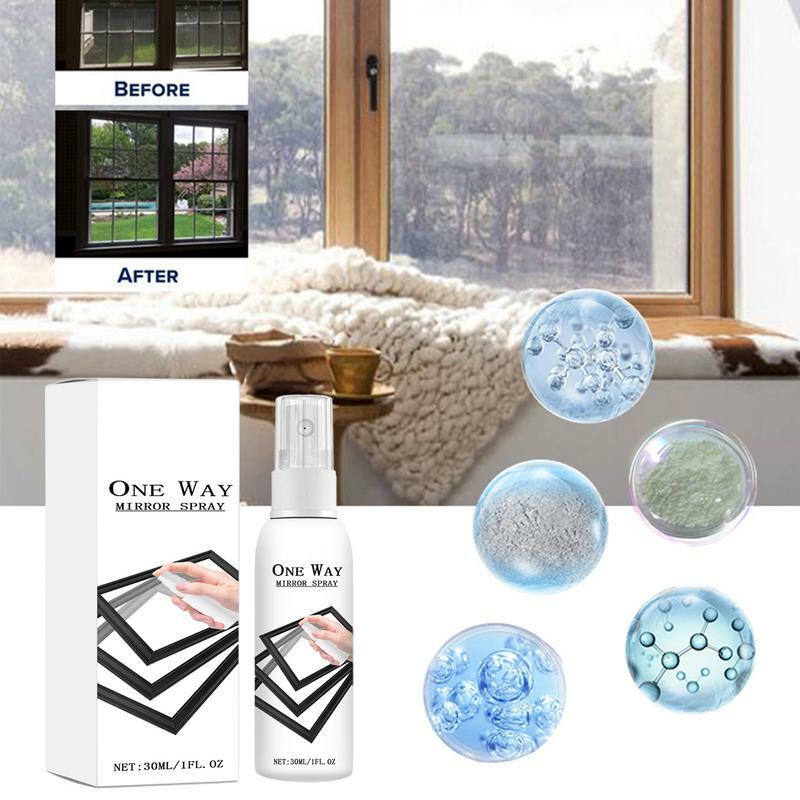 Multi-Funcional Single Way Window Glass Cleaner, Líquido de Limpeza Doméstica, Limpeza Profunda, Espelho, Spray, 30ml