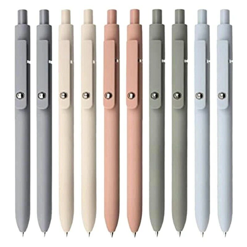 검정 잉크 펜, 고급 시리즈 개폐식 펜, 섬세한 포인트, 부드러운 쓰기 펜, 10 개, 0.5mm