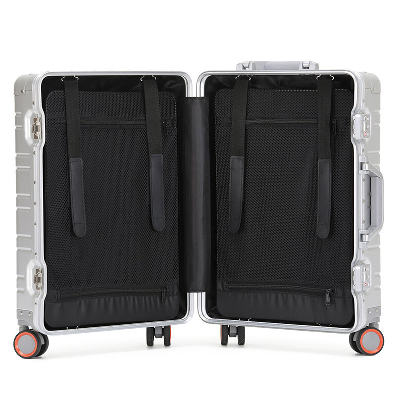 Koper perjalanan magnesium Aloi aluminium, koper beroda 20/100% inci, koper kabin bawaan 24/29