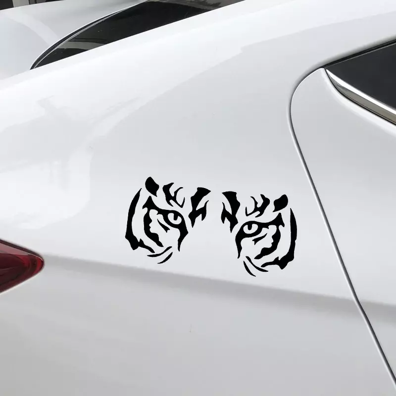 Крутая Автомобильная наклейка «глаза тигра», оконный декор, ПВХ наклейка, черный/серебристый цвет, 16,8 см * 8,4 см