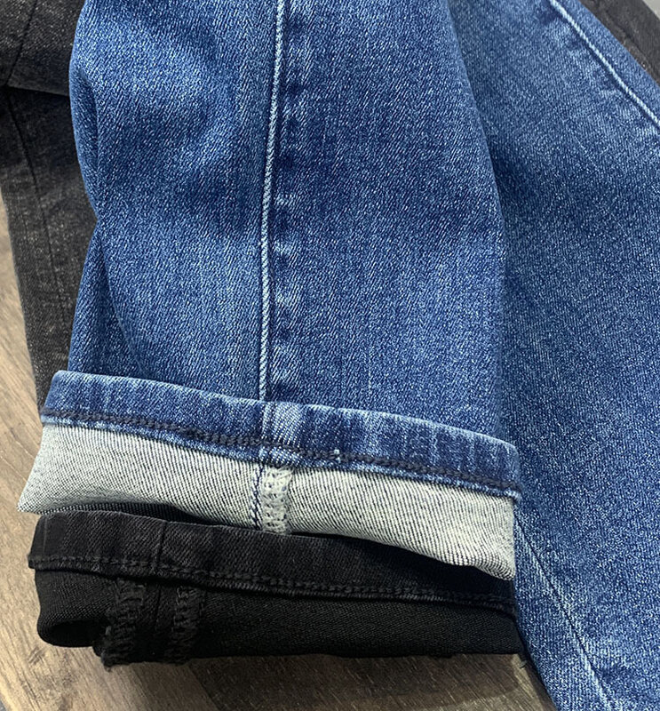 Pantaloni in denim dritti da donna jeans elasticizzati versatili slim a vita alta