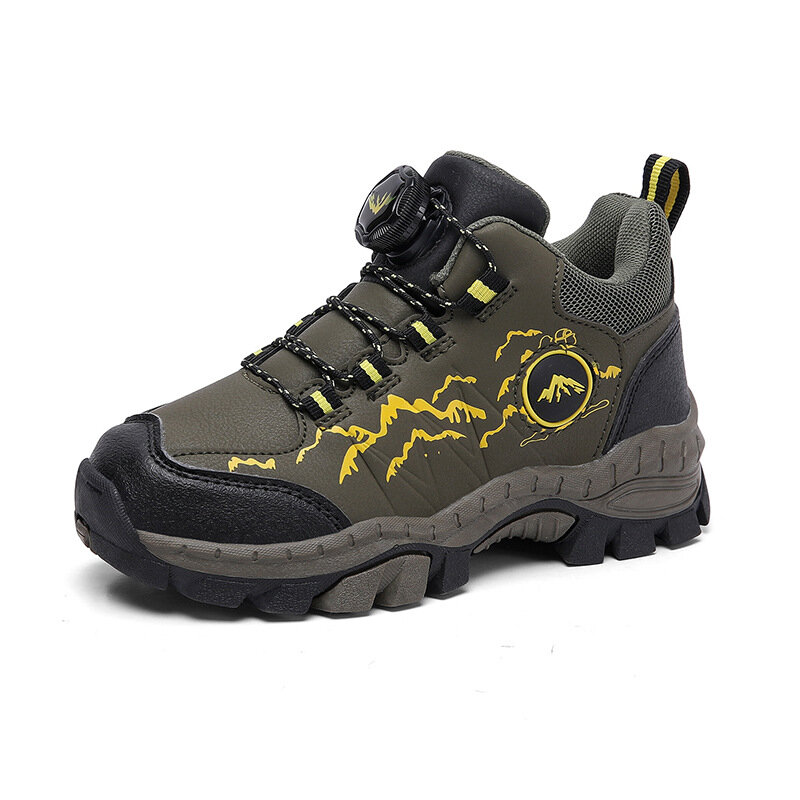 Осенне-зимняя водонепроницаемая прогулочная обувь для мальчиков и детей среднего возраста со стальными крапанами, нескользящая походная обувь, детская обувь