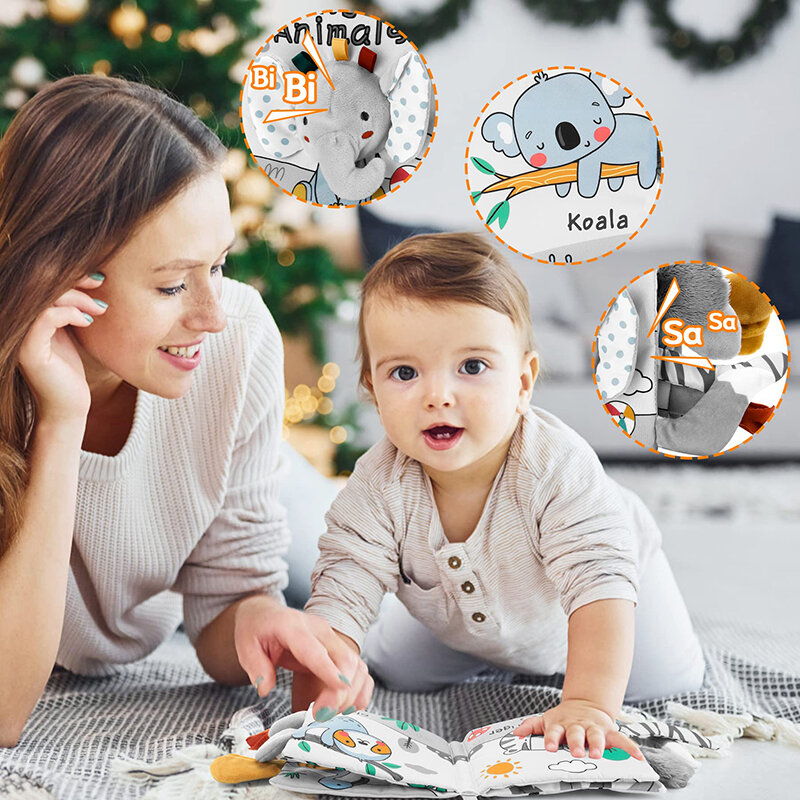 Buku kain Puzzle interaksi orang tua-anak 0-12 bulan kertas cincin bayi buku kain pembelajaran dini mengembangkan mainan membaca