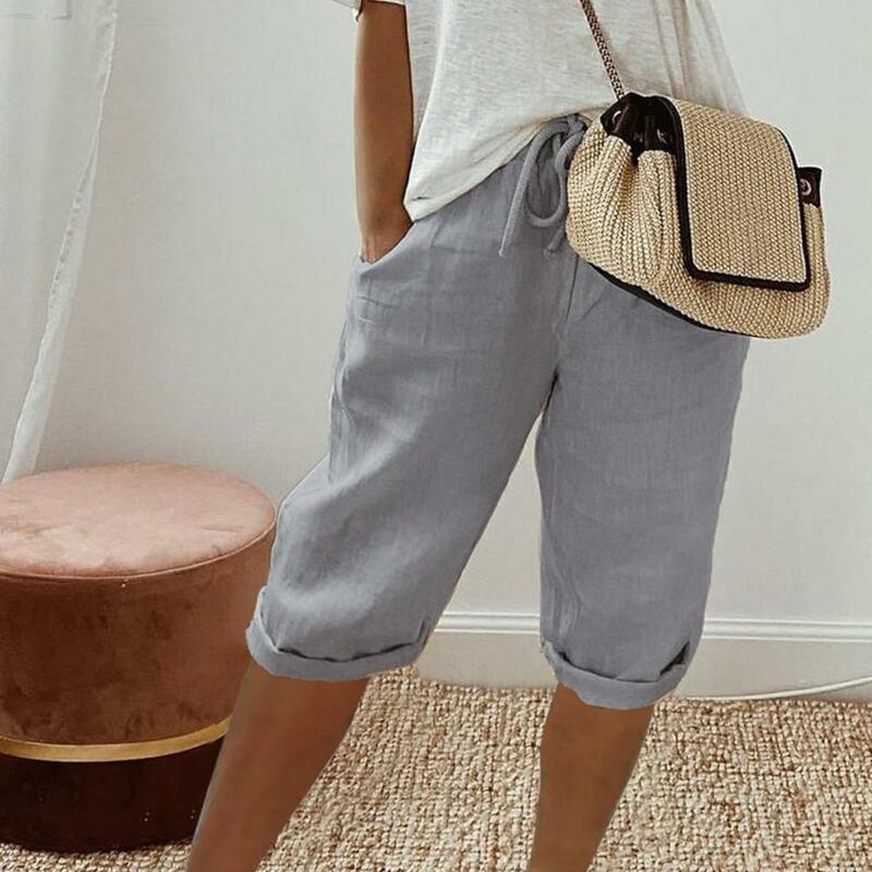 Women Summer Shorts Casual Elastic Drawstring Waist Loose Short Solid Color Comfortable Casual Trousers Women's Clothing