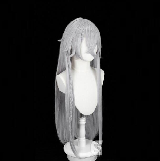 Peruki Anime Cosplay pod odbiorcą peruka do Cosplay 90cm długości Gery biały przedsiębiorca pogrzebowy peruka do Cosplay odporne na ciepło włosy syntetyczne