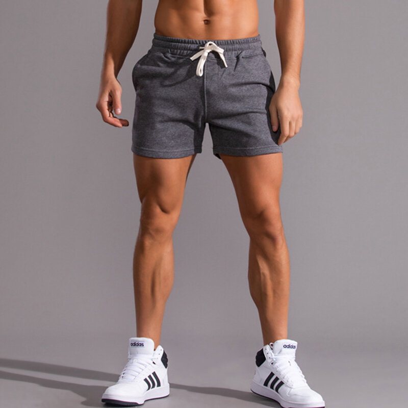 Shorts casuais masculinos de corrida, bolsos laterais, shorts com zíper 100% algodão, alta qualidade, moda ao ar livre, novo, verão