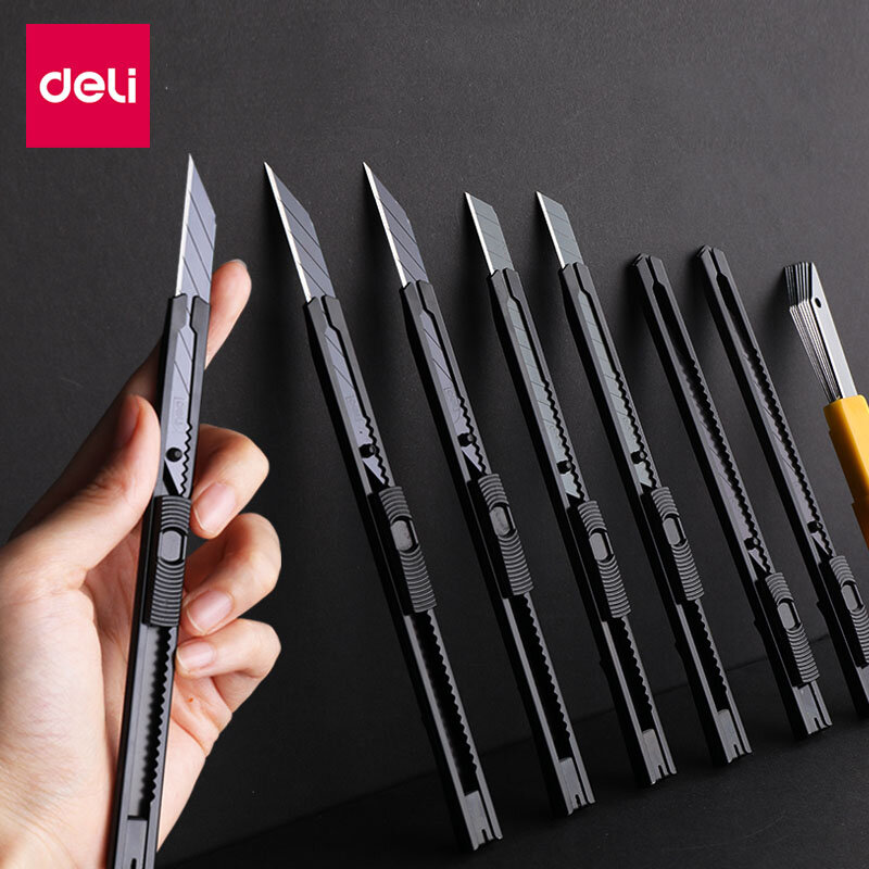 Deli-cortador de caja retráctil, cuchillo utilitario de acero al carbono, estilete pequeño de 30 °, ferramenta profesional, suministros de arte
