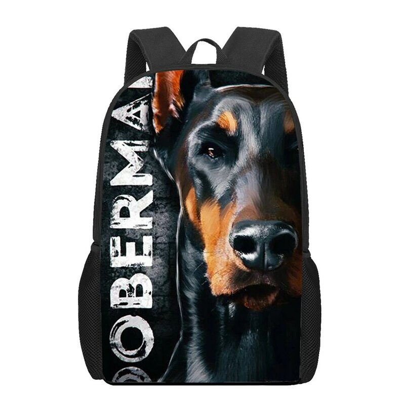 Cool Doberman Pet Dog 3D Pattern School Bag para niñas y niños, bolsas de libros casuales, mochila para computadora portátil, mochilas escolares para estudiantes, mochila de viaje