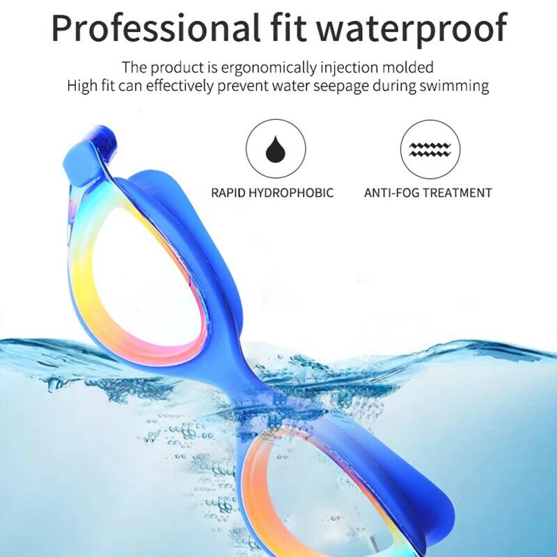 YUELANG Professional แว่นตาว่ายน้ำพร้อมปลั๊กอุดหูกันน้ำแว่นตา Anti-UV แว่นตาซิลิโคน Electroplate