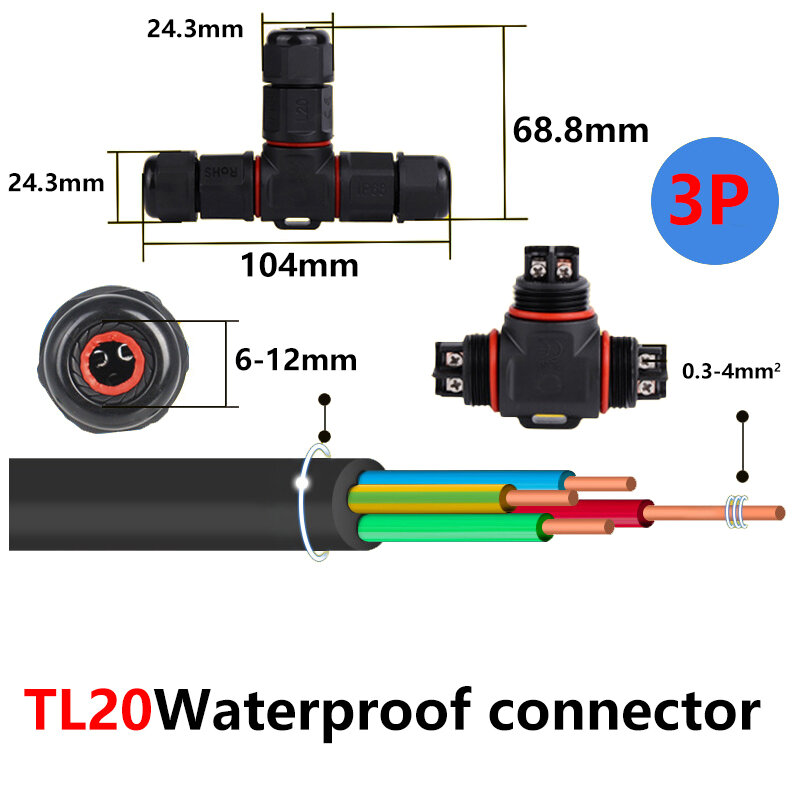 防水ケーブルip68,タイプ/y-type/t,2/3/4ピン,5ピン,電気端子,アダプター,LEDライトコネクタ