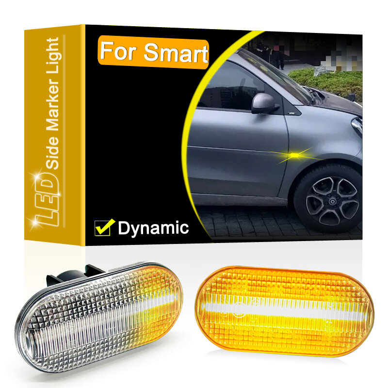 12V Clear Lens Dynamic LED Side Marker Lamp Assembly For Smart Fortwo (Coupe/Cabrio) 453 2014-2018 Blinker Turn Signal Light