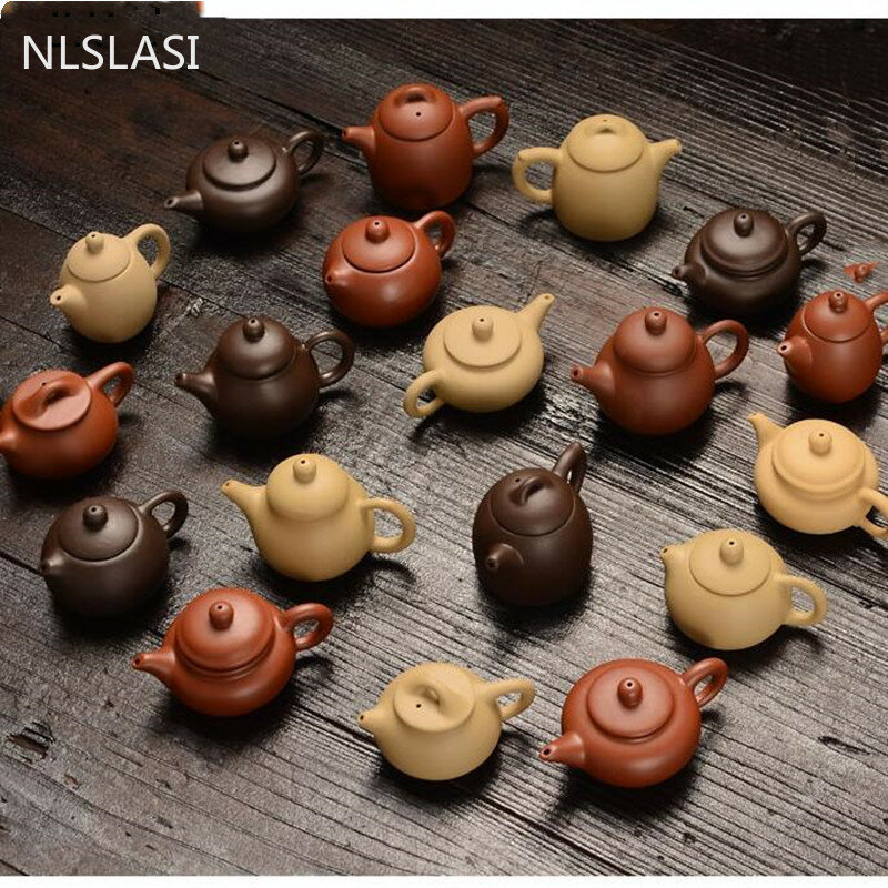 NLSLASI1-TETERA de dedo de arcilla púrpura de piezas, juego de té de bolsillo pequeño para mascotas, adornos, accesorios de decoración de mesa de té de Boutique