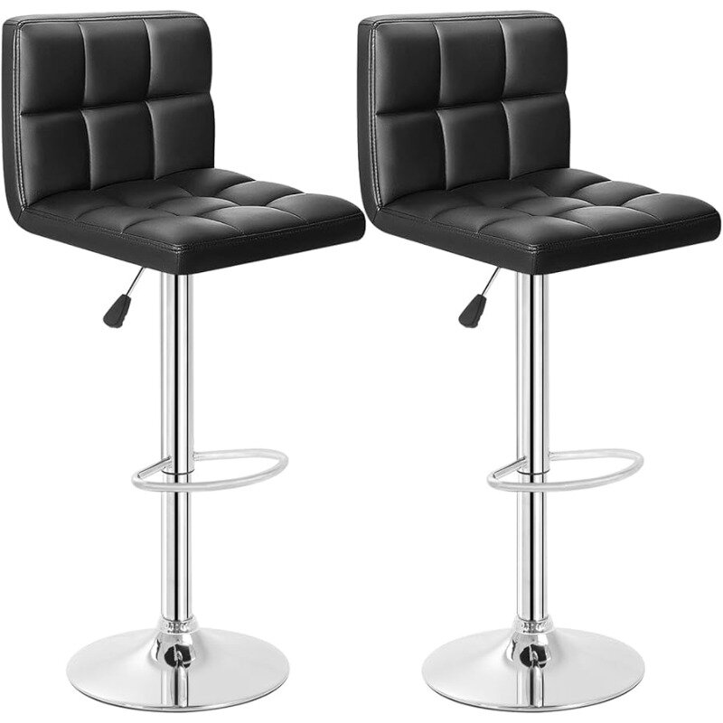 Stołek barowy stołki barowe BestOffice krzesła barowe stolec obrotowy o regulowanej wysokości z tylna obudowa z PU skórą (czarny)