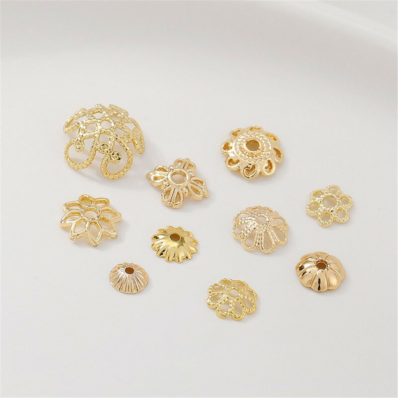 Porte-fleur géométrique creux rempli d'or 14 carats, chapeau de fleur, porte-perle, entretoise de collier de bracelet de bricolage, accessoires de perle adt