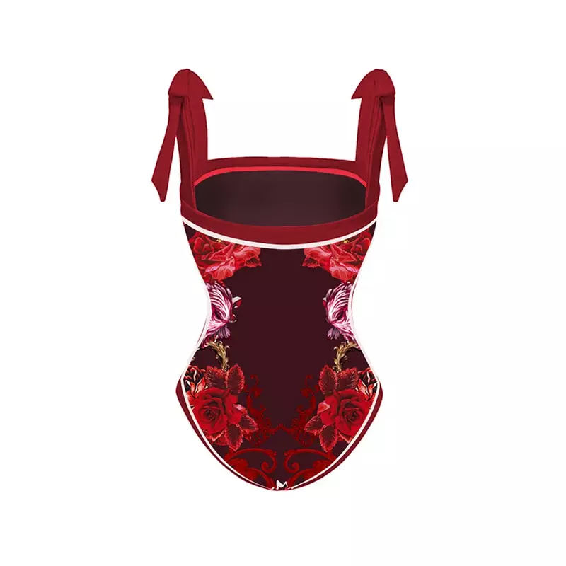 Traje de baño de dos piezas para mujer, Monokini de una pieza con estampado de volantes y escote en V profundo, estilo Kimono, ropa de playa para verano, 2023