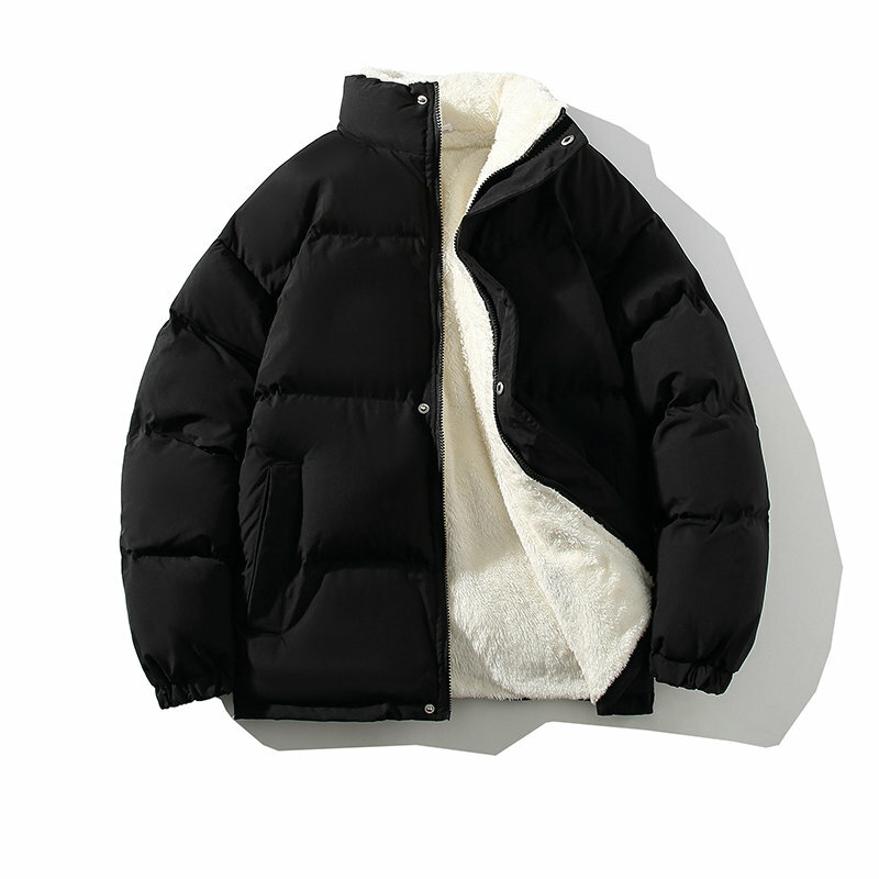 Зимняя мужская куртка, уличная одежда, флисовые парки, пальто, мужские свободные, тёплые пальто в стиле унисекс с воротником-стойкой, пуховик, новая одежда