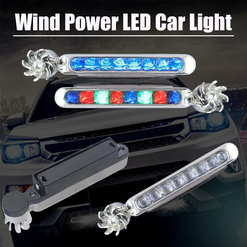 Wind Powered Car LED Luzes Diurnas, Iluminação Auxiliar Automática Criativa, Lâmpada de Ventilador de Rotação, Automóvel Dia Faróis
