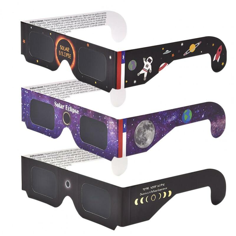 20 szt. Uniseksowe okulary zaćmienia słońca ISO 12312-2 z certyfikatem bezpiecznego zaćmienia słońca okulary do oglądania papierowa ramka okulary zaćmienia słońca