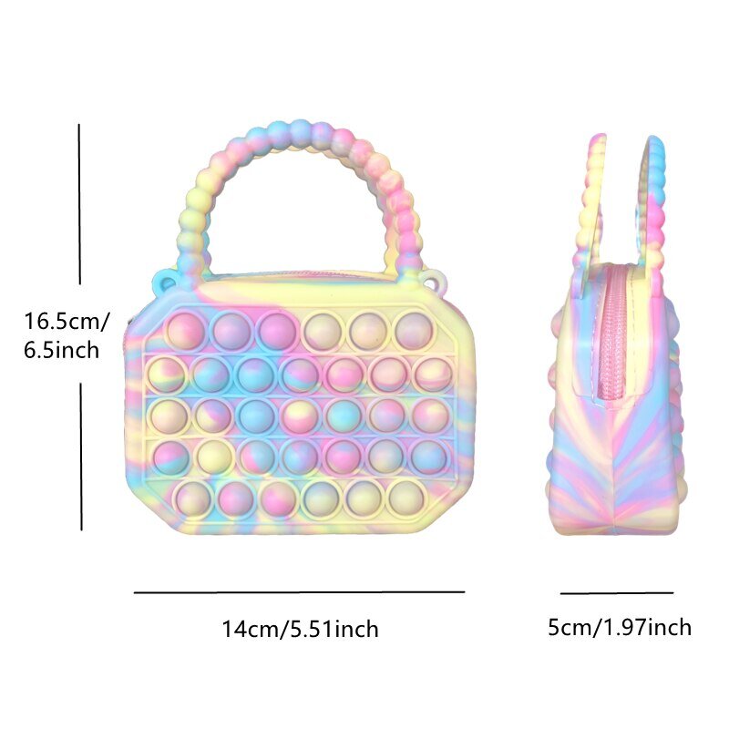 Dompet Pop silikon sensorik dorong Pop tas gelembung tas selempang antistres mainan pelepas autisme tas tangan dompet koin untuk anak-anak