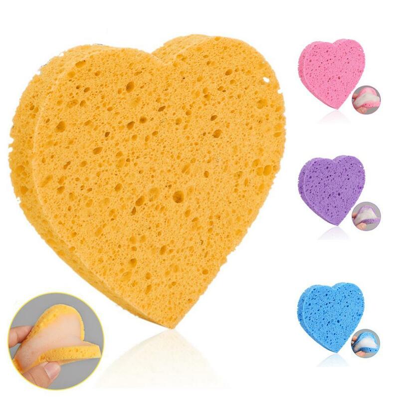 Heart Wood Pulp Cellulose Sponge Cosmetic Face Puff Makeup Remover Cleansing Tool
