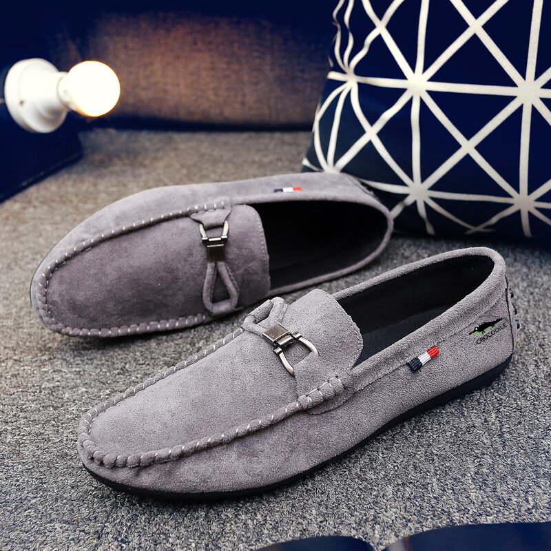 Casual men's shoes grey comfortable breathable loafers shoes for men crocodile shoes