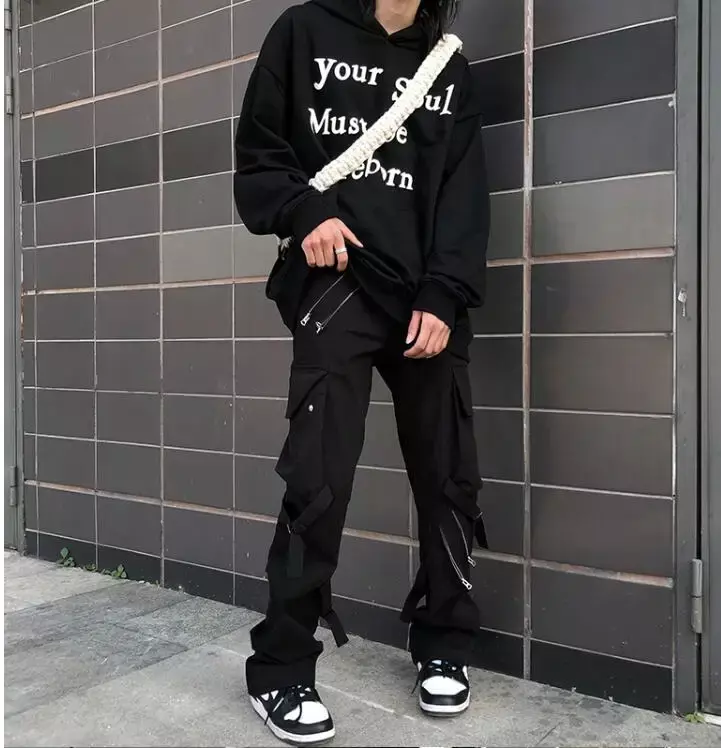 HOT 2023New men pants high street fashion cargo pants men's street hip-hop fashion men's trousers in Europe and America