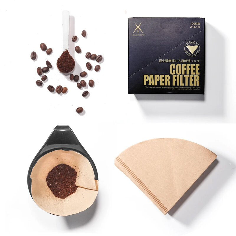 Фильтровальная бумага для кофе RECAFIMIL, одноразовые фильтры для кофе, V-образный небеленный фильтр с натуральным конусом для кофе капельницы V60
