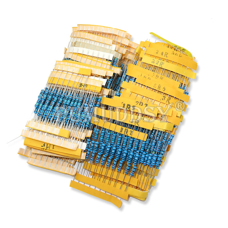 1300 Buah 1% Resistor Film Logam 130 Nilai X 10 Buah 1/2W 0.5W Set Kit Paket Berbagai Macam Resistor Lot Kit Bermacam-macam + Kotak