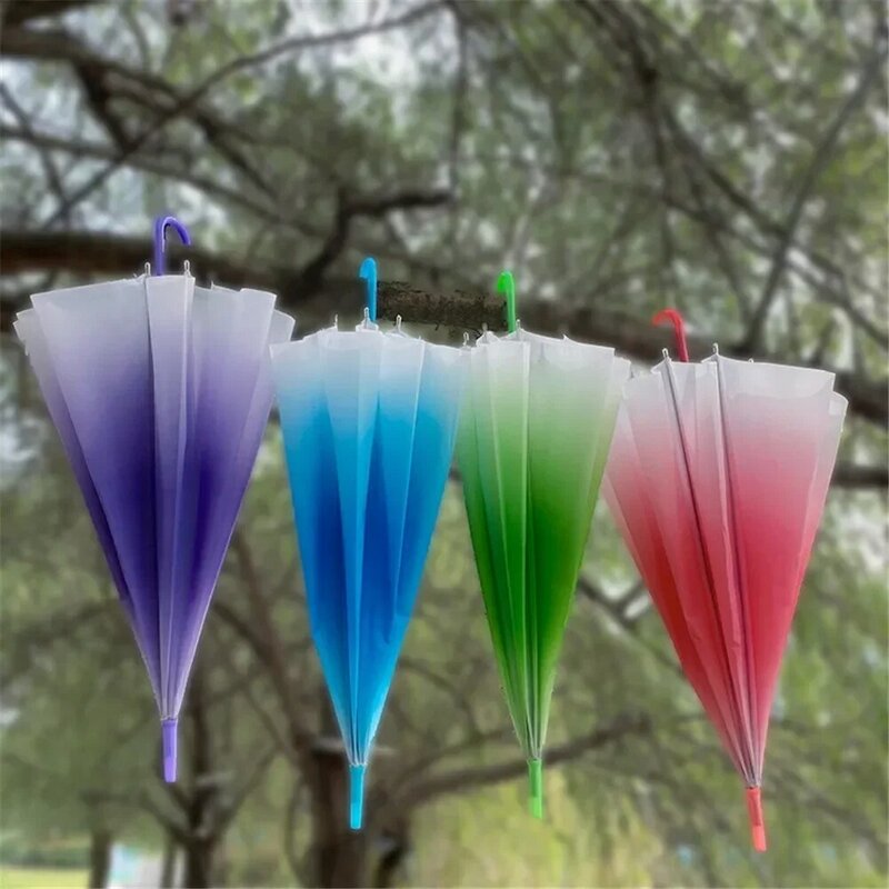 3PCS Transparent Automatic Long Handle Umbrella for Men Women Students Kids Straight Rod Gift Plastics Umbrella