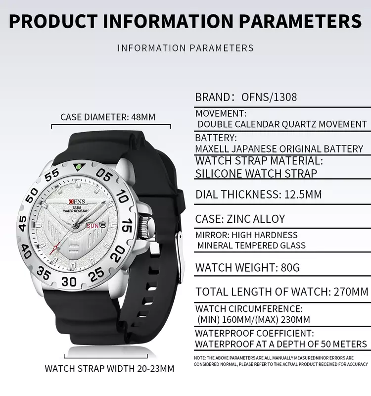Sanda 1308 Quartz Watch for Male Junior High School Students Dual Calendar Classic and Simplified Waterproof Quartz Watch