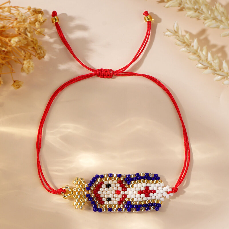 Braccialetto di perline giovane ragazza Design Cartoon originalità maglia a mano boemia marea regolabile semplice braccialetto di perline di riso