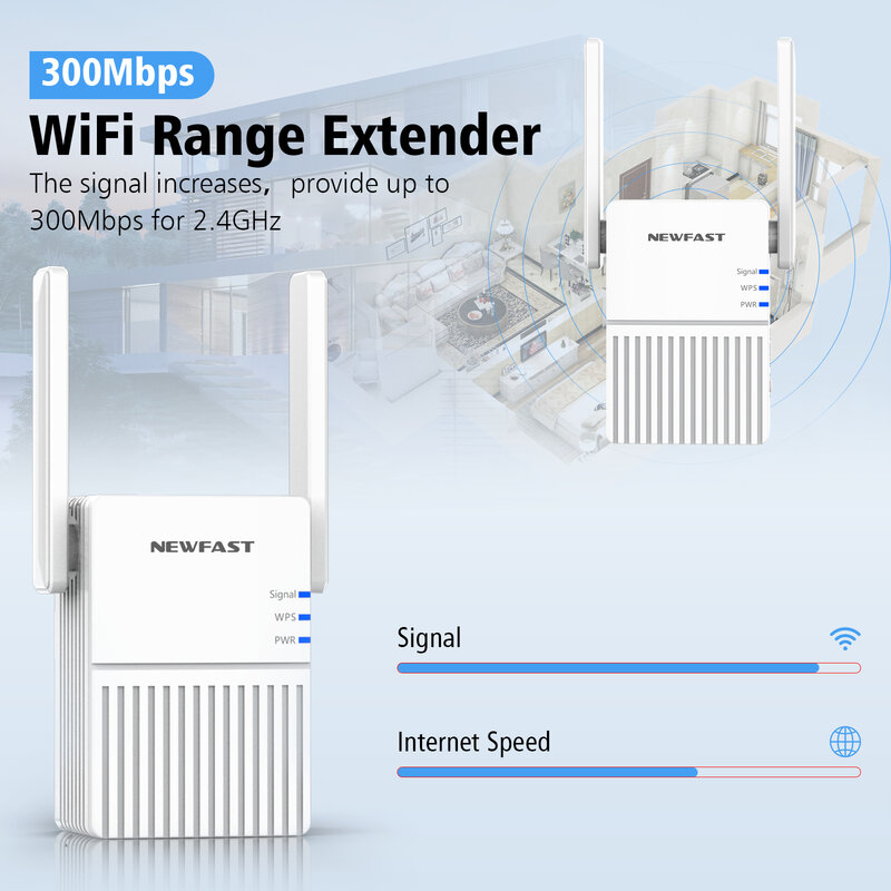 300Mbps WiFi Repeater 2.4GHz Router Extender 802.11/b/g/n antena berkekuatan tinggi penguat penguat jangkauan sinyal Wi-fi NF-RE515