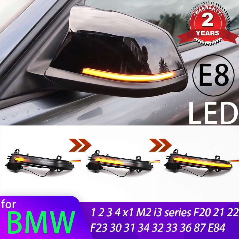 for BMW 1 2 3 4 X1 M Series F20 F30 F34 F36 E84 F87 i3 Dynamic Black LED Turn Signal Light Sequential Rearview Mirror Light