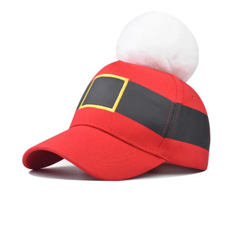 男性と女性のためのポンポン付きクリスマスハット、ヘアボール付き野球帽、調節可能なバッククロージャー、アウトドアスポーツ