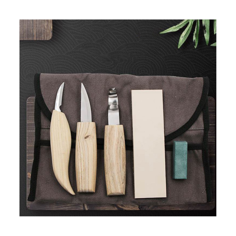 Couteau à découper en bois, 5 pièces, ciseau de travail, outil à main, épluchage, sculpture, cuillère