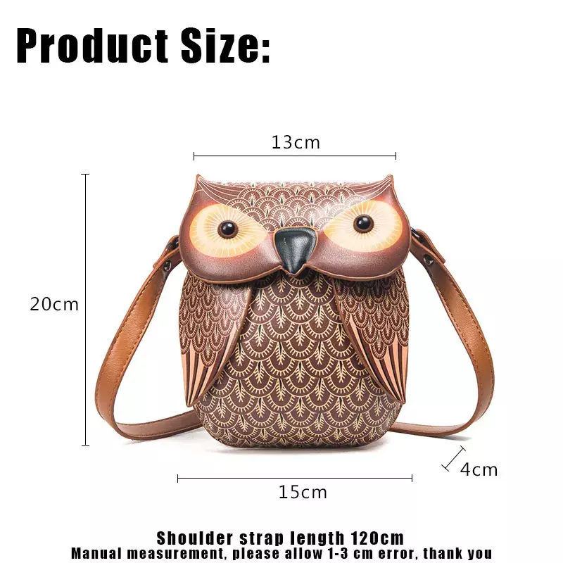 YoReAi Women Shoulder Bag Cute Owl PU Leather Small Crossbody Bag Casual Handbag Girls Messenger Pack Vintage Ladies Phone Purse