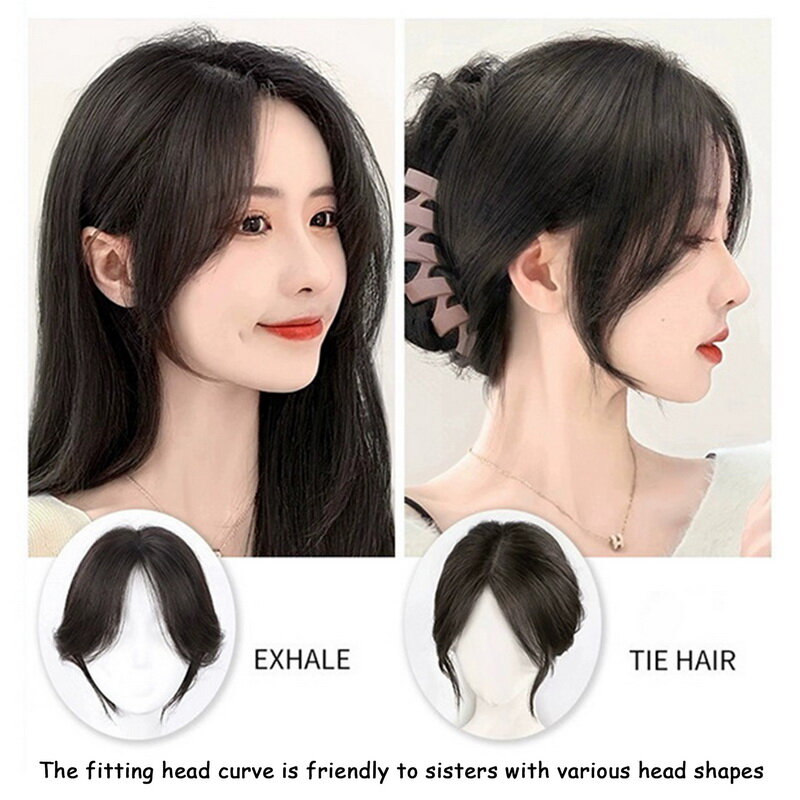 Synthetic Fake Air Bangs Heat Resistant Hairpieces Natural Black Brown Fake Fringe Hair Bangs Clip In Hair Extensions For Women