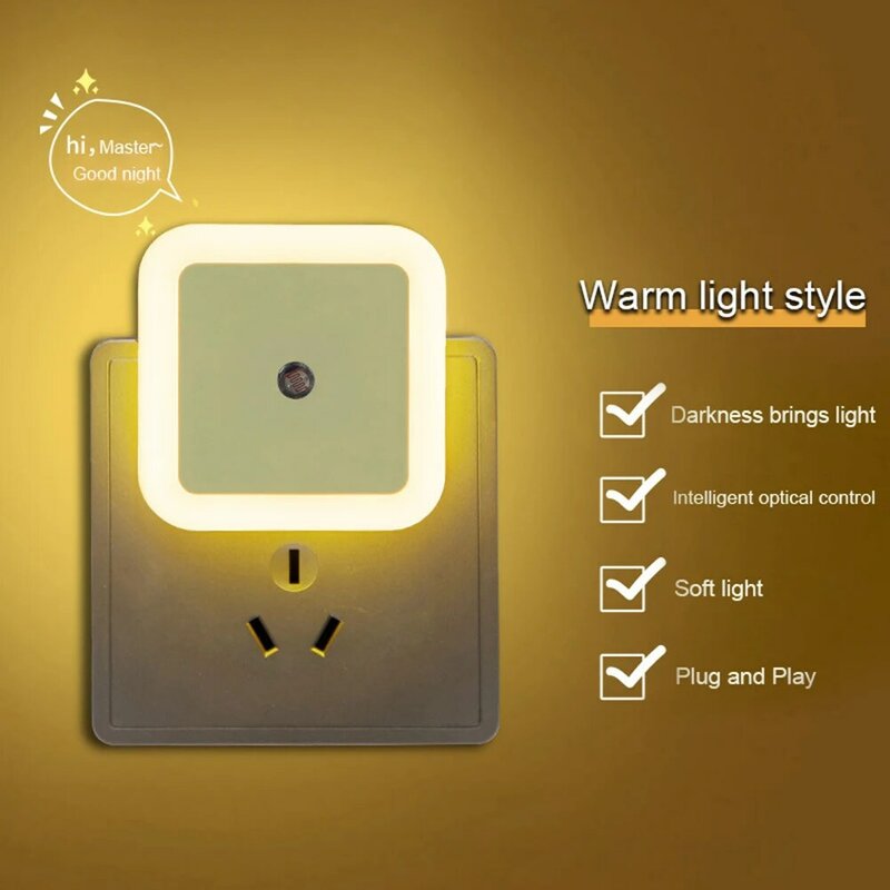 Square Plug In Night Light With Light Sensors Baby Nursery Night Lights For Bathroom Bedroom Hallway Stairs