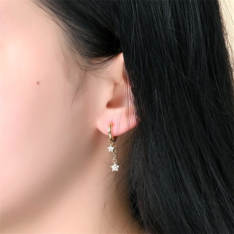 Retro Gold Double Star Tassel Earrings For Women's Stargazing Parties Fashionable Jewelry Accessories
