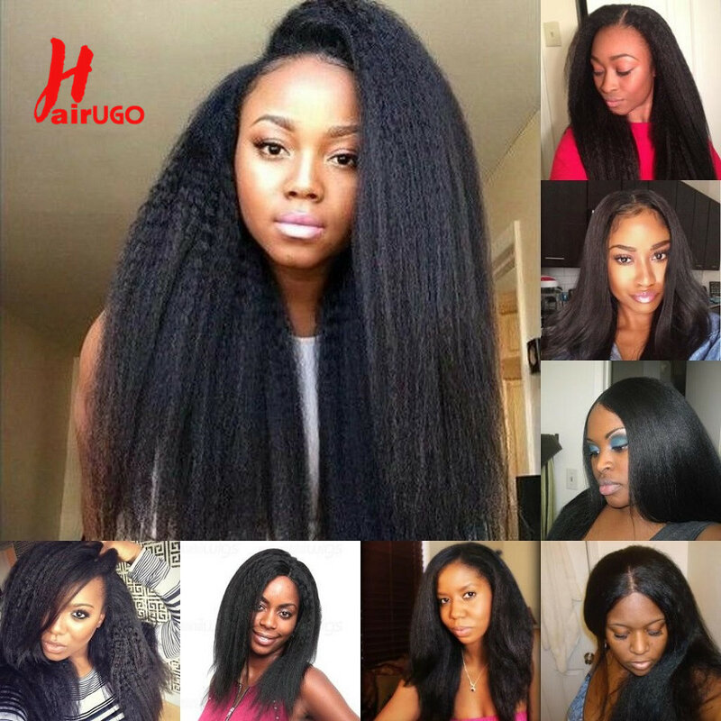 HairUGo-Peluca de cabello humano liso para mujer, postizo de encaje de alta densidad, 250%, 13x1