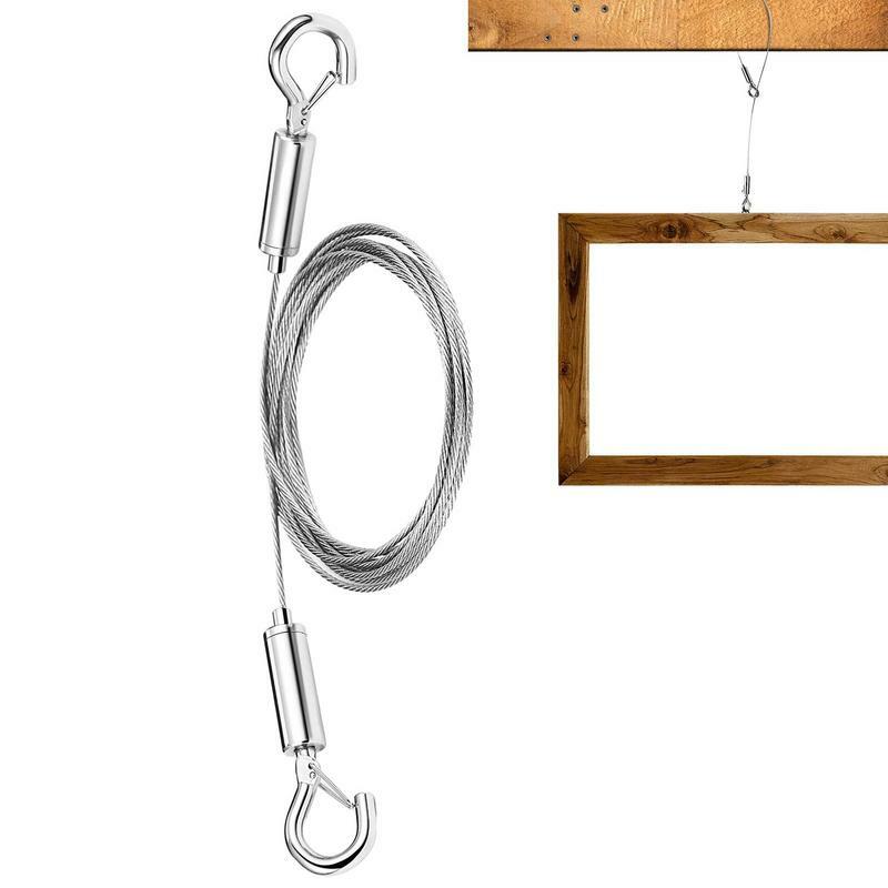調整可能なステンレス鋼のワイヤーロープ,写真の吊り下げレールフック,寝室のアクセサリー,家の装飾,1.5mm
